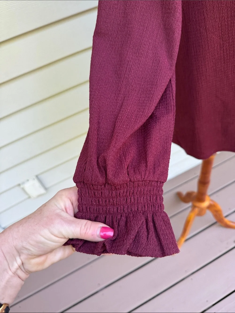 Michael Kors Blouse burgundy ruffle cuffs